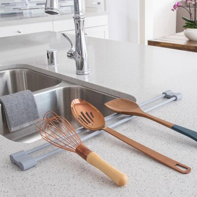 Better Houseware Silicone-Coated Steel Over-Sink Drying Bar, Gray (BTH1433)
