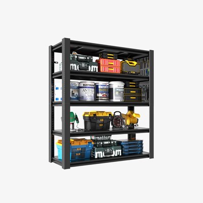 FlexiSpot 5-Shelf Metal Garage Storage Rack with Pegboard, 78 x 47.2 x 18, Black (CJ029-DJ)