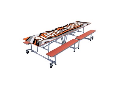 AmTab Rectangular Mobile Cafeteria Table w/ 4 Benches, 30" x 121", Assorted Colors (MBT10)