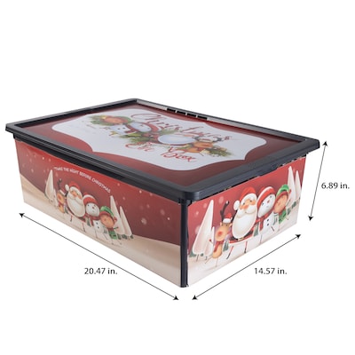 Simplify Christmas Storage Bin with Lid, Plastic, Multicolored (9082-10)