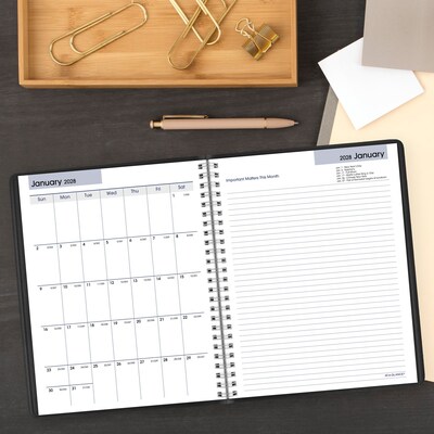 2027 AT-A-GLANCE DayMinder Executive 7" x 8.75" Weekly & Monthly Planner, Faux Leather Cover, Black (G546-00-27)