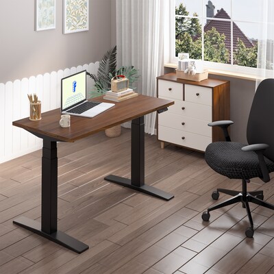 FlexiSpot E7 Commercial 48''W Electric Rectangular Adjustable Standing Desk, Black Walnut/Black (E7BCOM4824-BW)