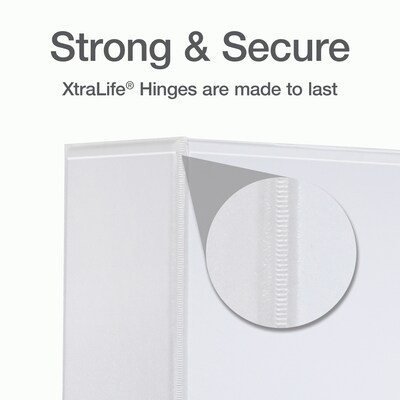 Cardinal XtraLife ClearVue Heavy Duty 3" 3-Ring View Binders, D-Ring, White (26330)