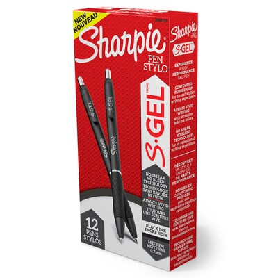 Sharpie S-Gel Retractable Gel Pens, Medium Point, 0.7mm, Black Ink, Dozen (2096159)