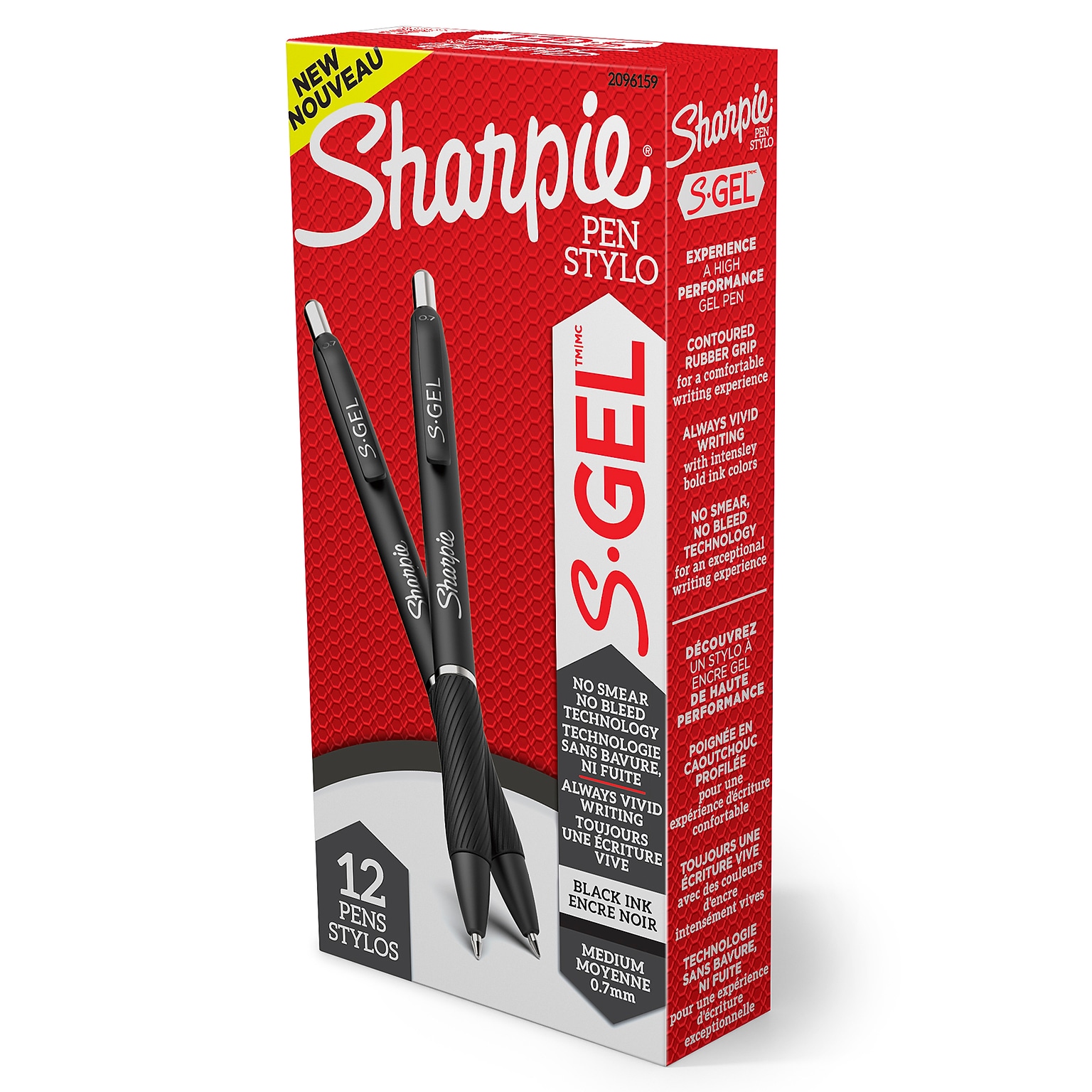Sharpie S-Gel Retractable Gel Pens, Medium Point, 0.7mm, Black Ink, Dozen (2096159)