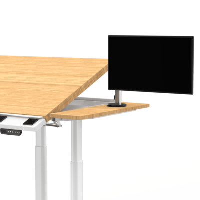 VersaDesk PowerLift Triad 48"W Electric Adjustable Drafting Table, Bamboo/White (TRDT-4830-WNB)