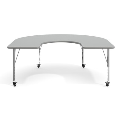 Flash Furniture Wren Horseshoe Activity Table, 66" x 60", Height Adjustable, Gray Top/Silver Frame (XUA6066HRSEGTPC)