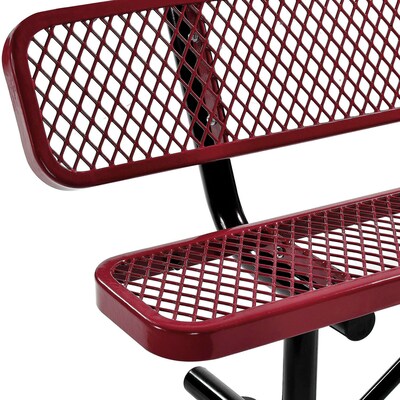 Global Industrial 8' Outdoor Steel Bench w/ Backrest, Expanded Metal, Red (277155RD)