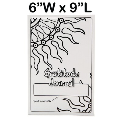 S&S Color-Your-Own Gratitude Guided Journal, 6" x 9", White, 100 Pages, 12/Pack (PE224712)