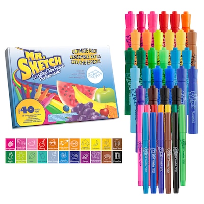 Mr. Sketch Washable Markers, Chisel & Fine Tip, Assorted Colors, 40/Box (2234901)