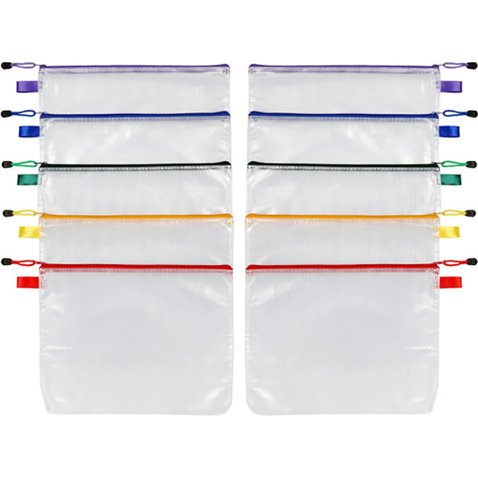 Pendaflex Oxford Reinforced Zip Pouches, Assorted Colors, 10/Pack (77707)