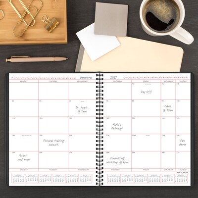 2027 AT-A-GLANCE 8" x 10" Calendar Year/Monthly Planner, Faux Leather Cover Black (70-130-05-27)