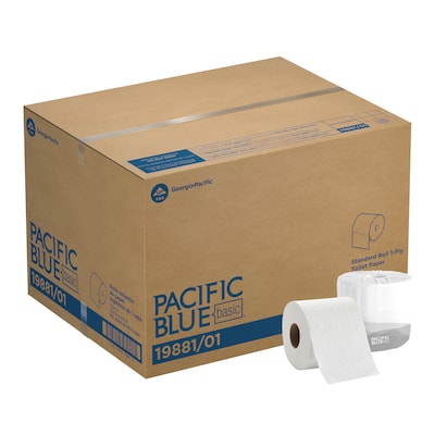 Pacific Blue Basic Toilet Paper, 1-Ply, White, 550 Sheets/Roll, 80 Rolls/Carton (19881/01)