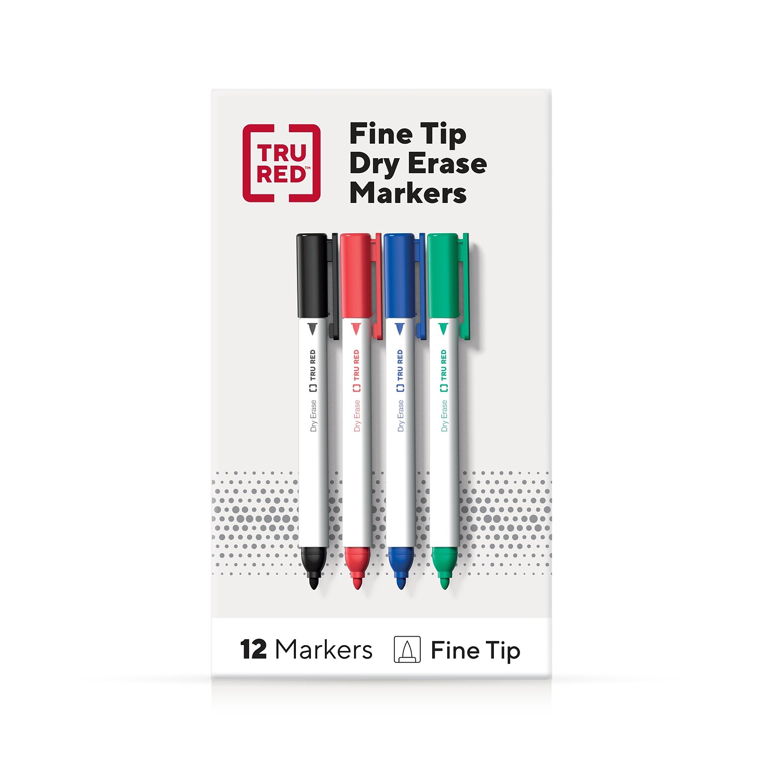TRU RED™ Pen Dry Erase Markers, Fine Tip, Assorted, 12/pack (TR61455)
