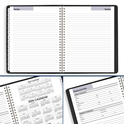 2026 AT-A-GLANCE DayMinder Executive 7" x 8.75" Weekly & Monthly Planner, Faux Leather Cover, Black (G545-00-26)