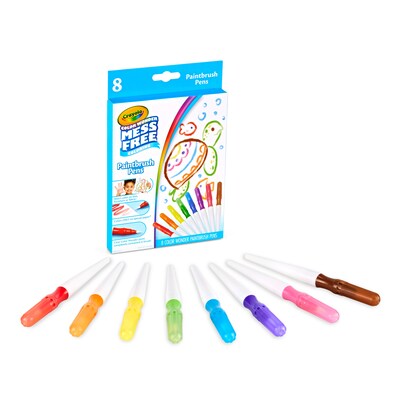 Crayola Color Wonder Paintbrush Pens, Brush/Fine Tip, Assorted Ink, 8/Pack (75-2858)