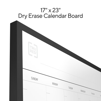 TRU RED Magnetic Steel Dry Erase Combo Board, Black Aluminum, 17" x 23" (TR61193)