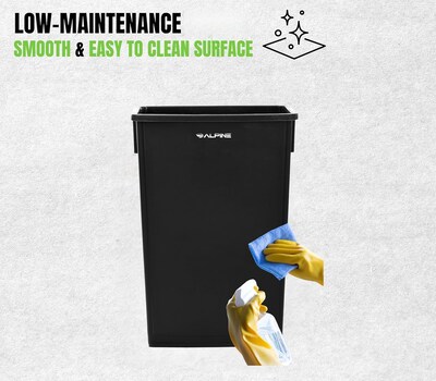 Alpine Industries Plastic Trash Can, 23 Gallon, Black (ALP477-BLK)