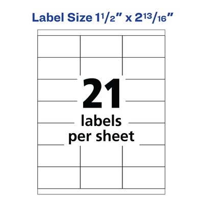 Avery Address Labels for Copiers, 1-1/2" x 2-13/16", White, 21 Labels/Sheet, 100 Sheets/Box (5360)