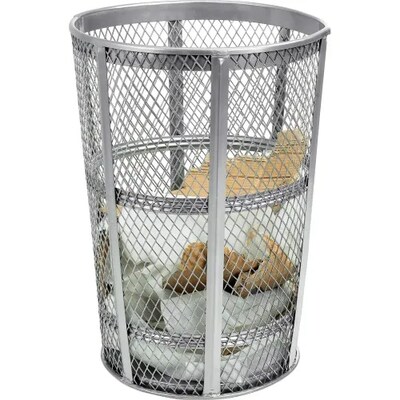 Global Industrial Outdoor Steel Mesh Corrosion-Resistant Trash Can, 48 Gallon, Silver (237633)