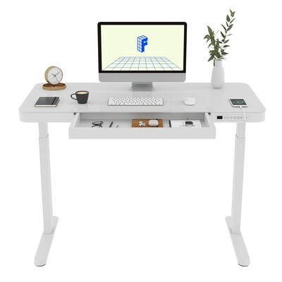 FlexiSpot EG9 48"W Electric Adjustable Glass Top Standing Desk, White (EG9W-E)