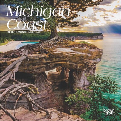 2025 BrownTrout Michigan Coast 7 x 14 Monthly Mini Wall Calendar, (9781975473761)