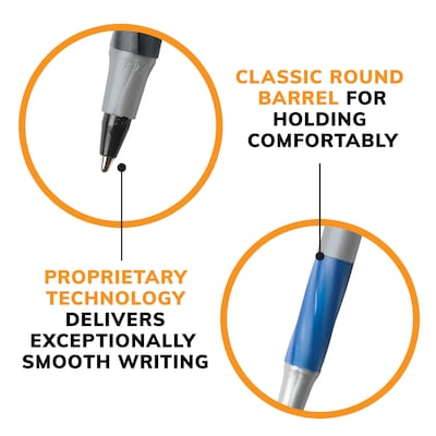 BIC Round Stic Grip Xtra Comfort Ballpoint Pen, Medium Point, 1.2mm, Blue Ink, 36/pack (GSMG361BLU)