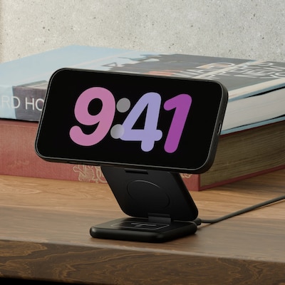 CODi Qi2 Folding Wireless Charging Stand for iPhone, Apple Watch & Wireless Earbuds, Black (PWRC-31Q2)