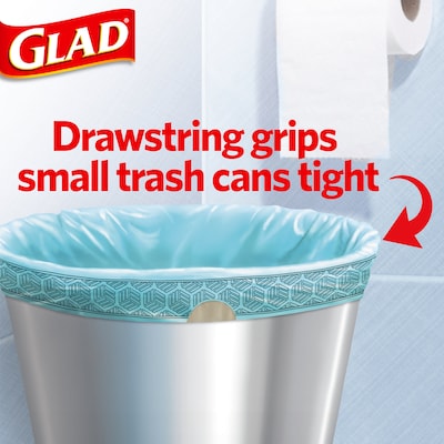 Glad 4 Gallon Drawstring Kitchen Trash Bags, Febreze Freshness Beachside Breeze Scent, Blue, 80/Box