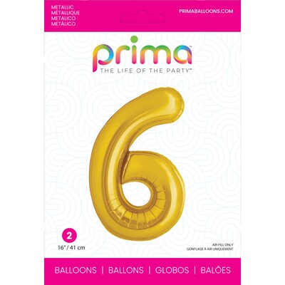 Party City (Air-Filled) 16 #6 Foil Balloon, Gold, 2/Pack (AM60050206-19)