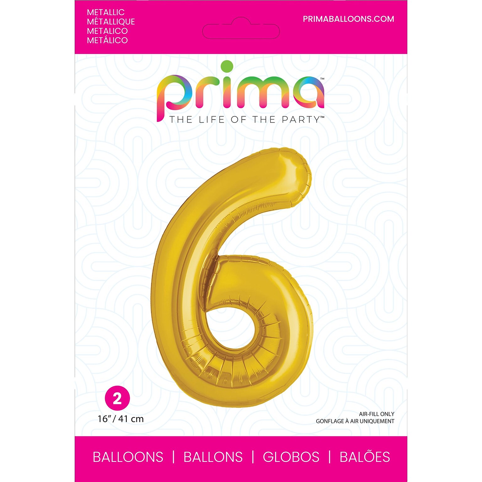 Party City (Air-Filled) 16 #6 Foil Balloon, Gold, 2/Pack (AM60050206-19)