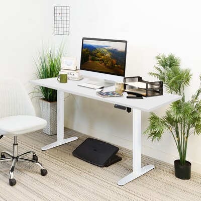Mount-It! 55"W Electric Adjustable Standing Desk, White (MI-18061)