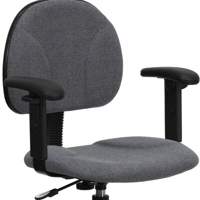 Flash Furniture Mid Back Fabric Ergonomic Drafting Stool With Arms, Gray (BT659GRYARMS)