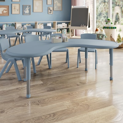 Flash Furniture Wren Half Moon Activity Table, 35 x 65, Height Adjustable, Dusty Blue (YUYCX042MOONDTB)