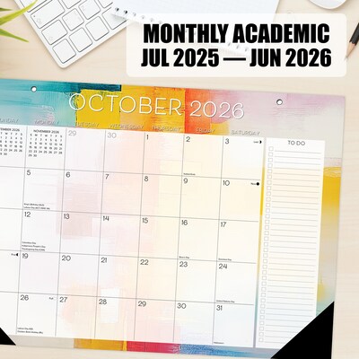 2026-2027 Willow Creek 17" x 12" Academic Monthly Desk Calendar, Abstract Art (64665)