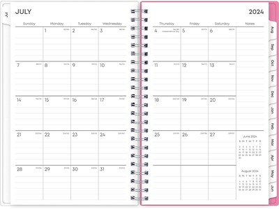 2024-2025 Blue Sky Roosevelt 5" x 8" Academic Weekly & Monthly Planner, Plastic Cover, Pink/Green (128692-A25)