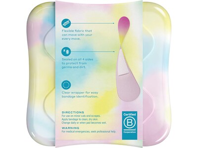 WELLY Bravery Badges 3 Fabric Assorted Adhesive Bandages, Assorted Colors, 48/Pack (44048)