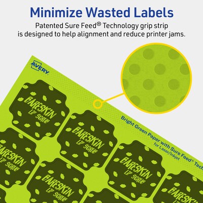 Avery Decorative Edge Multipurpose Labels, 1-5/8" x 1-5/8", Bright Green, 1600/Box (94110)