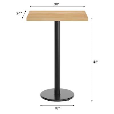 Flash Furniture Bennett Wooden Commercial Indoor Table, 30" x 24", Natural Top/Black Base (GSF2430NTTR18B)