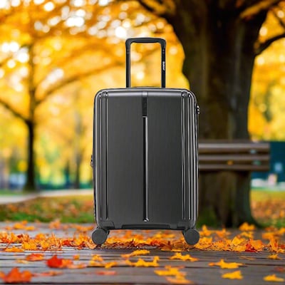 DUKAP Airley 21.85" Hardside Suitcase, 4-Wheeled Spinner, TSA Checkpoint Friendly, Black (DKAIR00S-BLK)