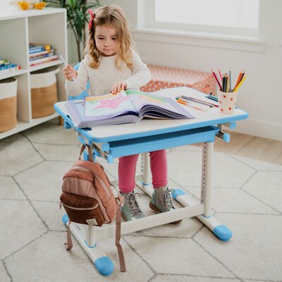 Mount-It! 26"W Kid's Desk with Chair, Blue (MI-10202)
