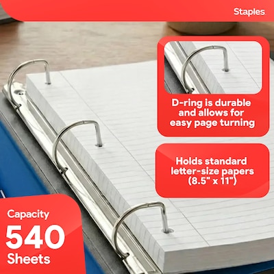 Staples 2" 3-Ring Better Binder, D-Ring, Blue (ST55872-CC)
