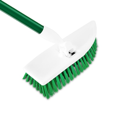 Libman No Knees Floor Scrub, Steel Handle, 11", Green/ White, 4/Carton (0122)