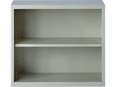 Hirsh HL8000 Series 30"H 2-Shelf Bookcase with Adjustable Shelf, Light Gray Steel (21988)