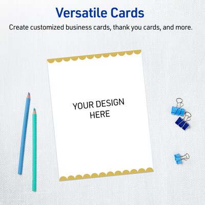 Avery Pre-Printed Gold Edge Dots Design Matte Blank Card, White, 20/Pack (S00-DK8)