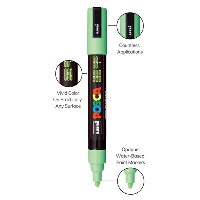 POSCA PC-5M Water Based Paint Marker, Reversible Medium Tip, Light Green, 3/Pack (UBCPC5MLGREEN-3)