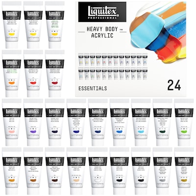 Liquitex Professional Heavy Body Acrylic Paint Tube, Assorted Colors, 22 mL, 24/Pack (LIQ3699386)