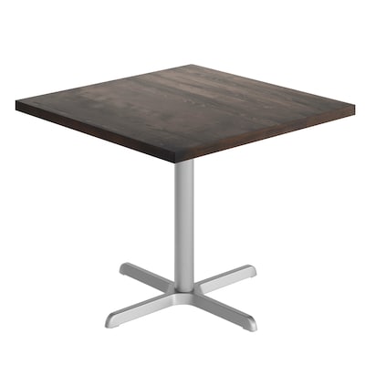 Flash Furniture Bennett Square Shaped Wooden Commercial Indoor Table, 36 x 36, Dark Brown Top/Silver Base (GSFSQ36DBT3030S)