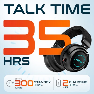Delton G520 Wireless Noise Canceling Bluetooth Stereo Business/Gaming Over-the-Ear Computer Headset, Black (DBHG520)