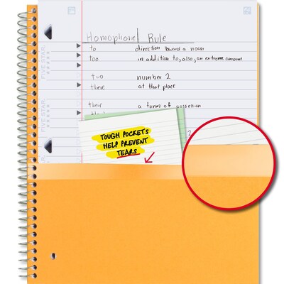 Five Star 5-Subject Subject Notebooks, 8" x 10.5", Wide Ruled, 200 Sheets, Each (51016)